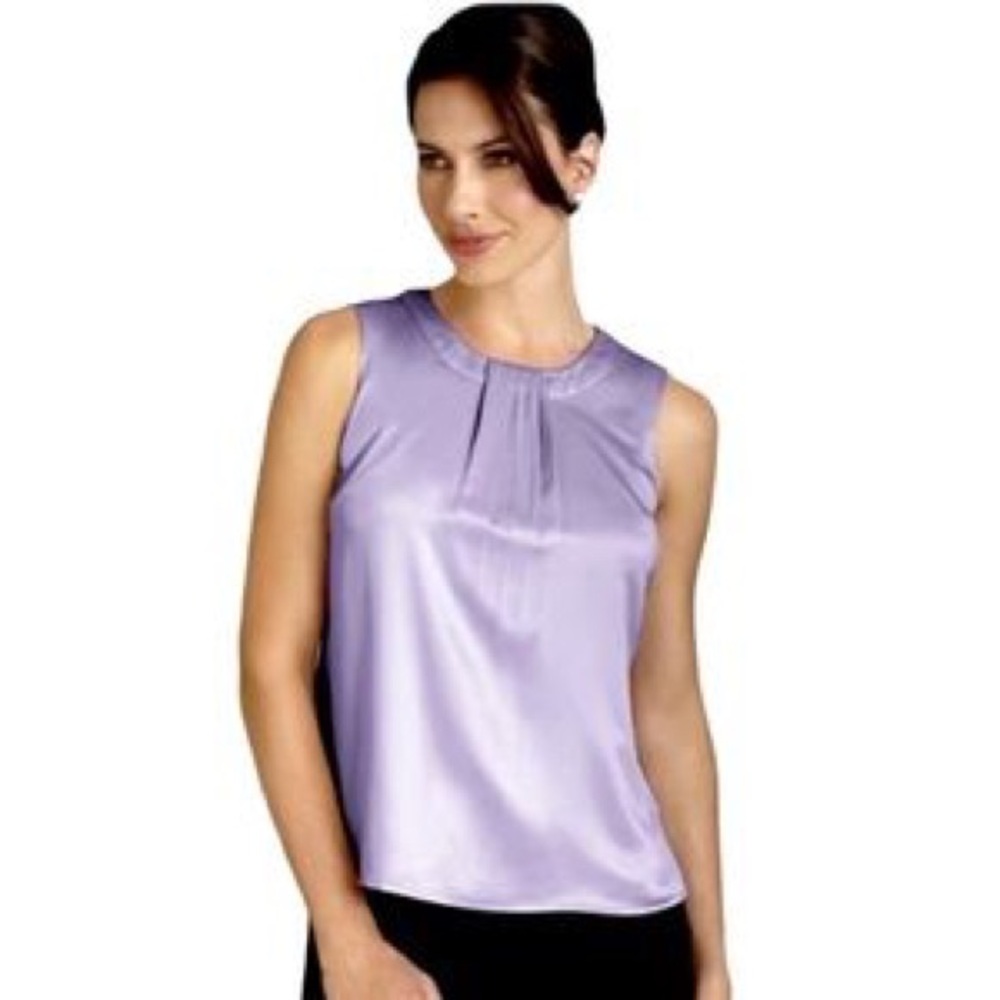 CINTAS Lavender Satin Sleeveless Blouse Size L